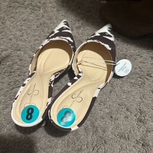 Jessica Simpson Brown and White Pointed-Toe Heels